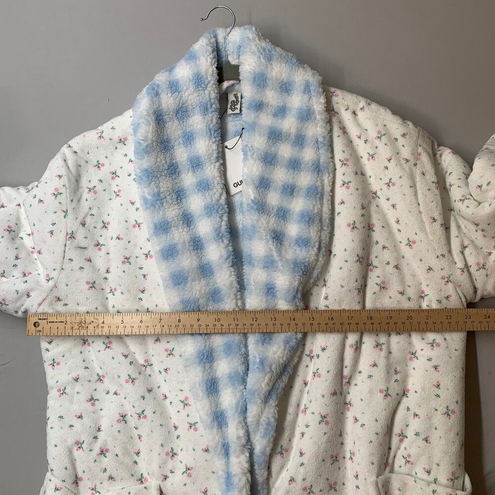 Guizo Cozy Cloud Reversible Robe Smal ? Medium Floral White Gingham NEW - Picture 13 of 16